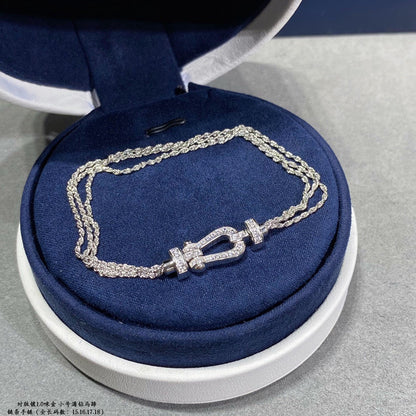 [Clover]FORCE SMALL HORSESHOE  DIAMOND CHAIN ROPE BRACELET