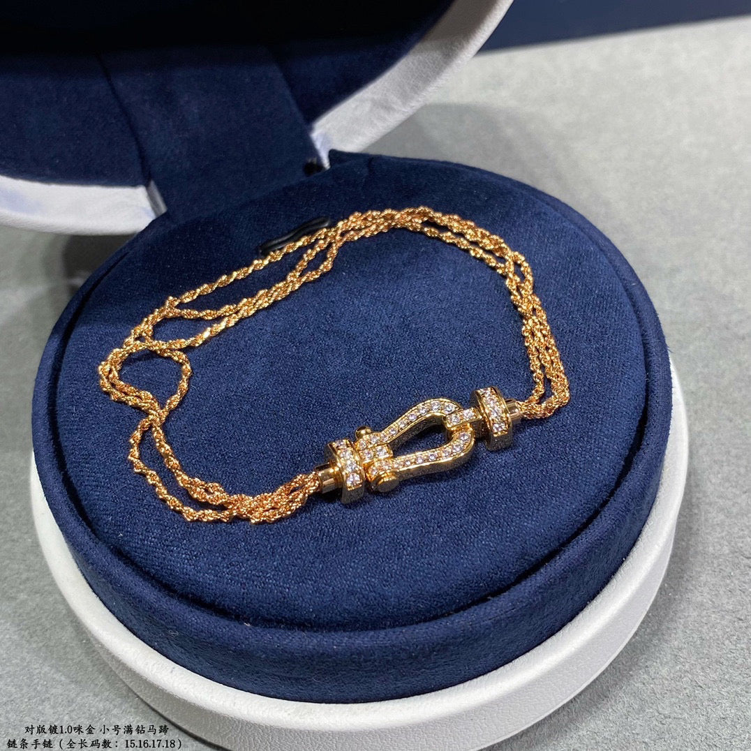 [Clover]FORCE SMALL HORSESHOE  DIAMOND CHAIN ROPE BRACELET