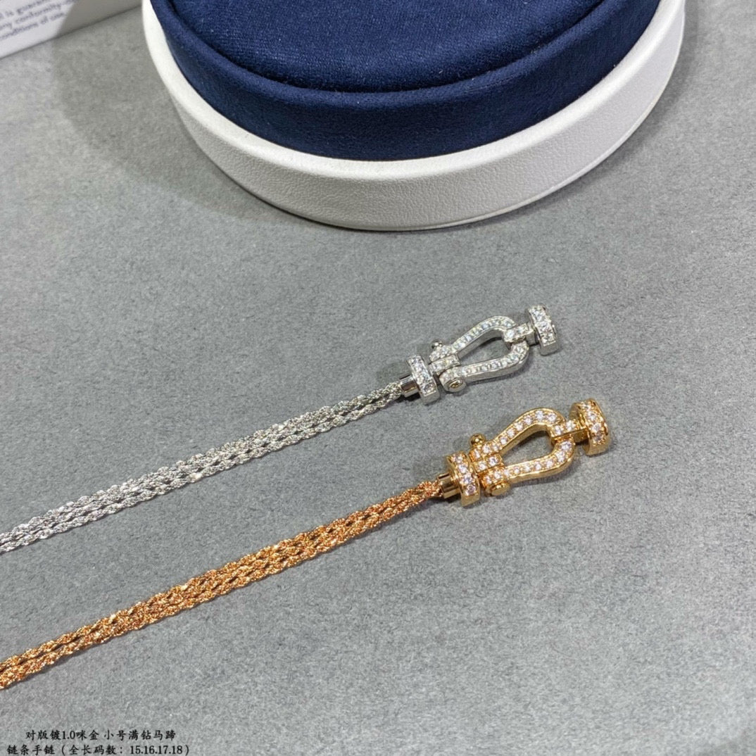 [Clover]FORCE SMALL HORSESHOE  DIAMOND CHAIN ROPE BRACELET
