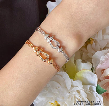 [Clover]FORCE SMALL HORSESHOE  DIAMOND CHAIN ROPE BRACELET