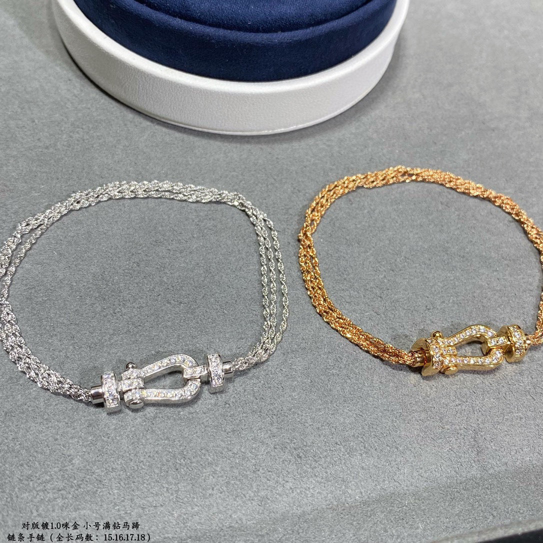 [Clover]FORCE SMALL HORSESHOE  DIAMOND CHAIN ROPE BRACELET