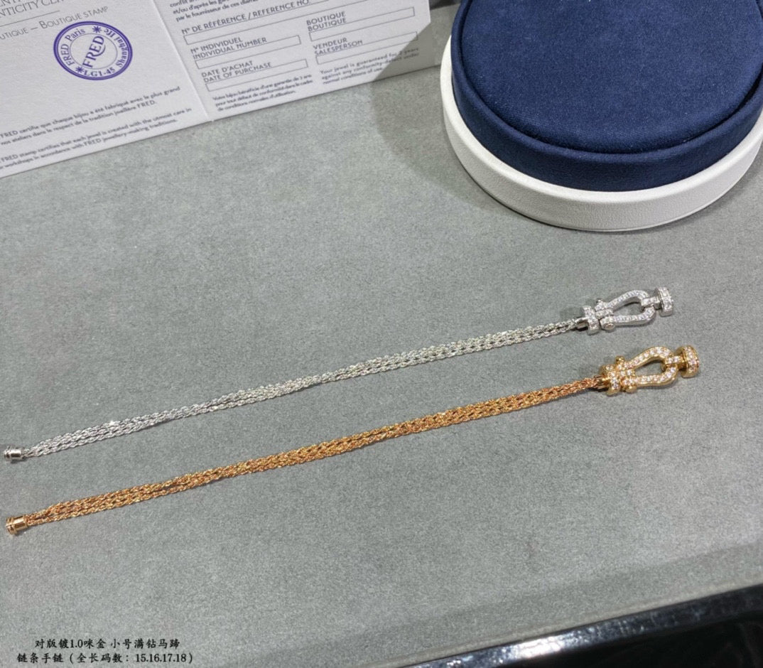 [Clover]FORCE SMALL HORSESHOE  DIAMOND CHAIN ROPE BRACELET
