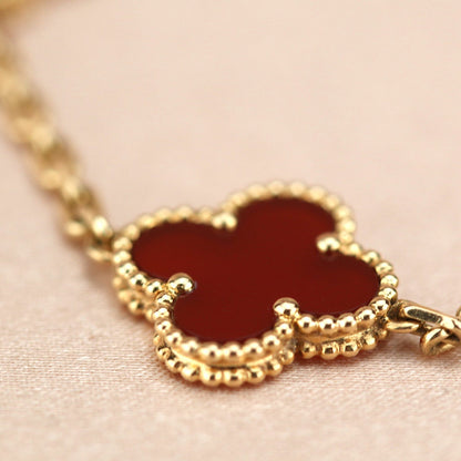 [Clover]CLOVER 5 MOTIFS RED AGATE  BRACELET
