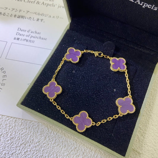 [Clover]CLOVER  5 MOTIFS  PURPLE VIOLET BRACELET