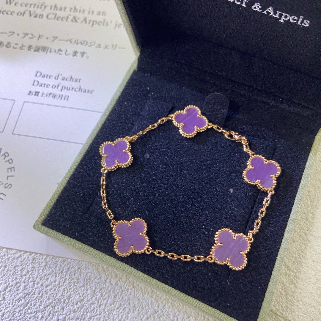 [Clover]CLOVER  5 MOTIFS  PURPLE VIOLET BRACELET