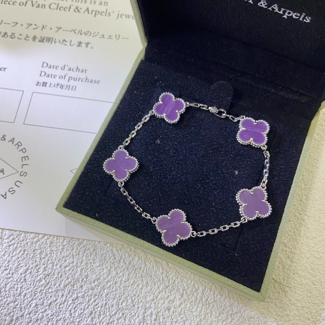 [Clover]CLOVER  5 MOTIFS  PURPLE VIOLET BRACELET
