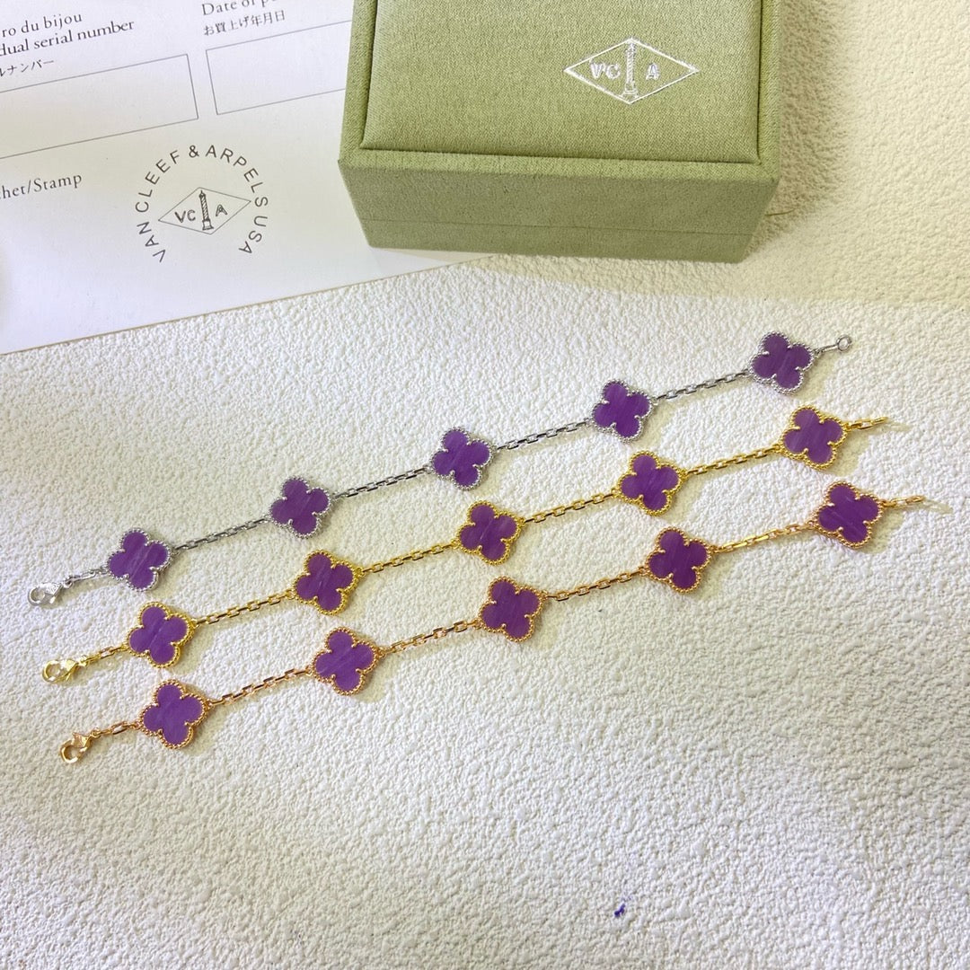 [Clover]CLOVER  5 MOTIFS  PURPLE VIOLET BRACELET