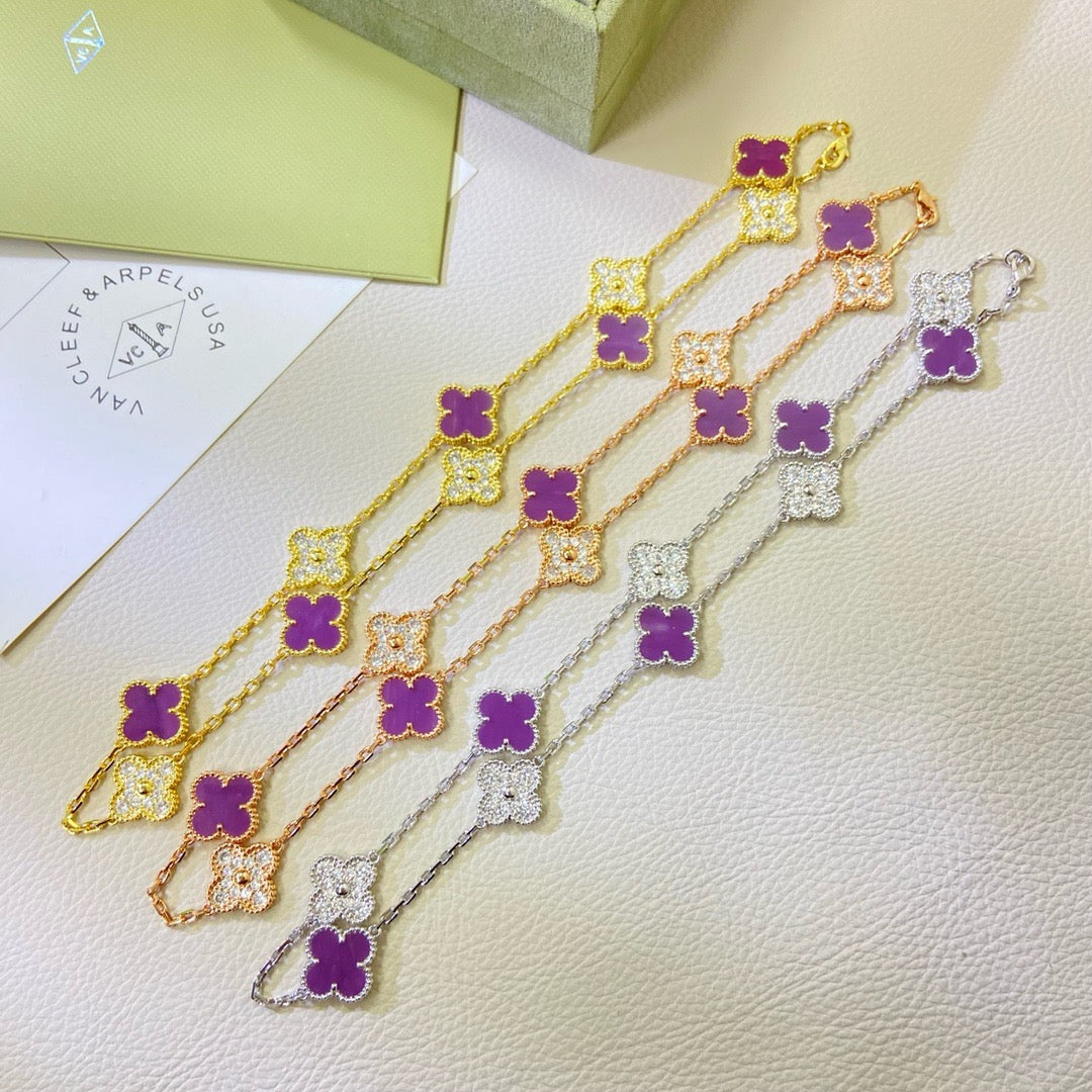 [Clover]CLOVER 10 MOTIFS  PURPLE VIOLET DIAMOND NECKLACE