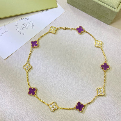 [Clover]CLOVER 10 MOTIFS  PURPLE VIOLET DIAMOND NECKLACE