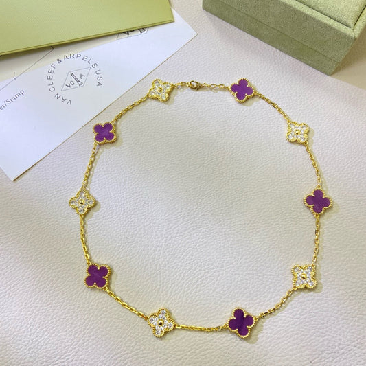 [Clover]CLOVER 10 MOTIFS  PURPLE VIOLET DIAMOND NECKLACE