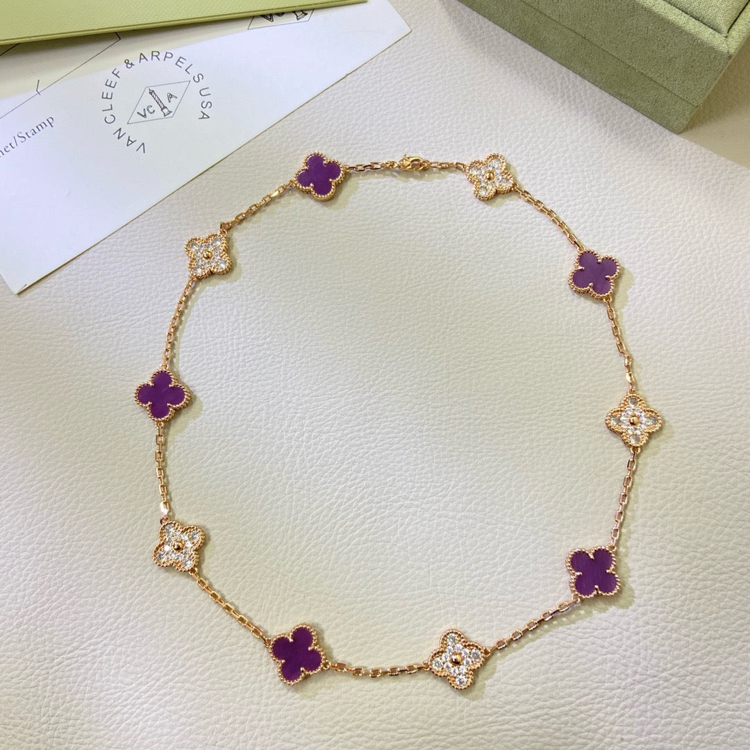 [Clover]CLOVER 10 MOTIFS  PURPLE VIOLET DIAMOND NECKLACE
