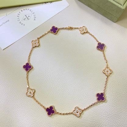 [Clover]CLOVER 10 MOTIFS  PURPLE VIOLET DIAMOND NECKLACE
