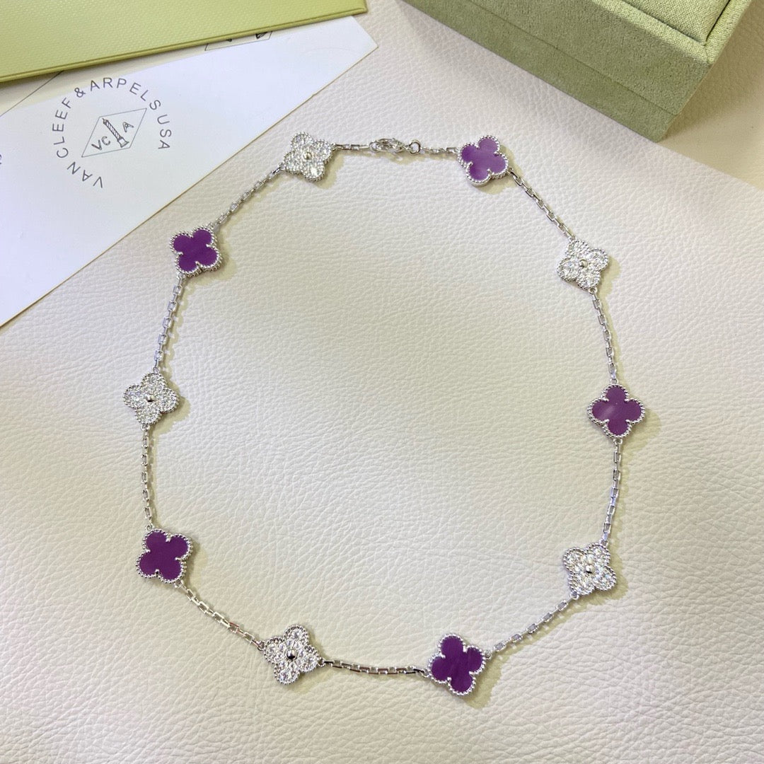 [Clover]CLOVER 10 MOTIFS  PURPLE VIOLET DIAMOND NECKLACE