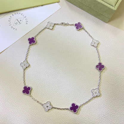 [Clover]CLOVER 10 MOTIFS  PURPLE VIOLET DIAMOND NECKLACE