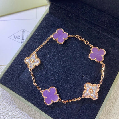 [Clover]CLOVER  5 MOTIFS  PURPLE VIOLET DIAMOND BRACELET