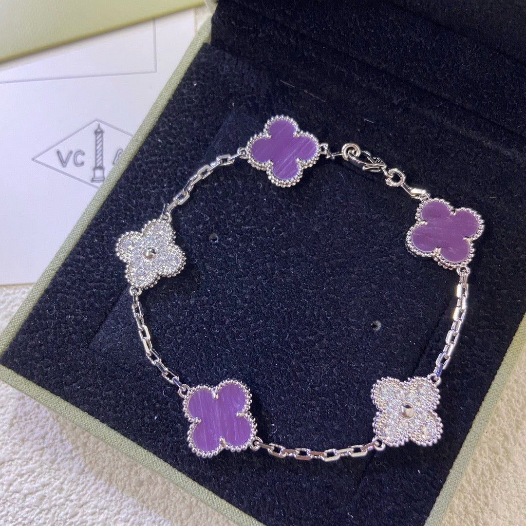[Clover]CLOVER  5 MOTIFS  PURPLE VIOLET DIAMOND BRACELET