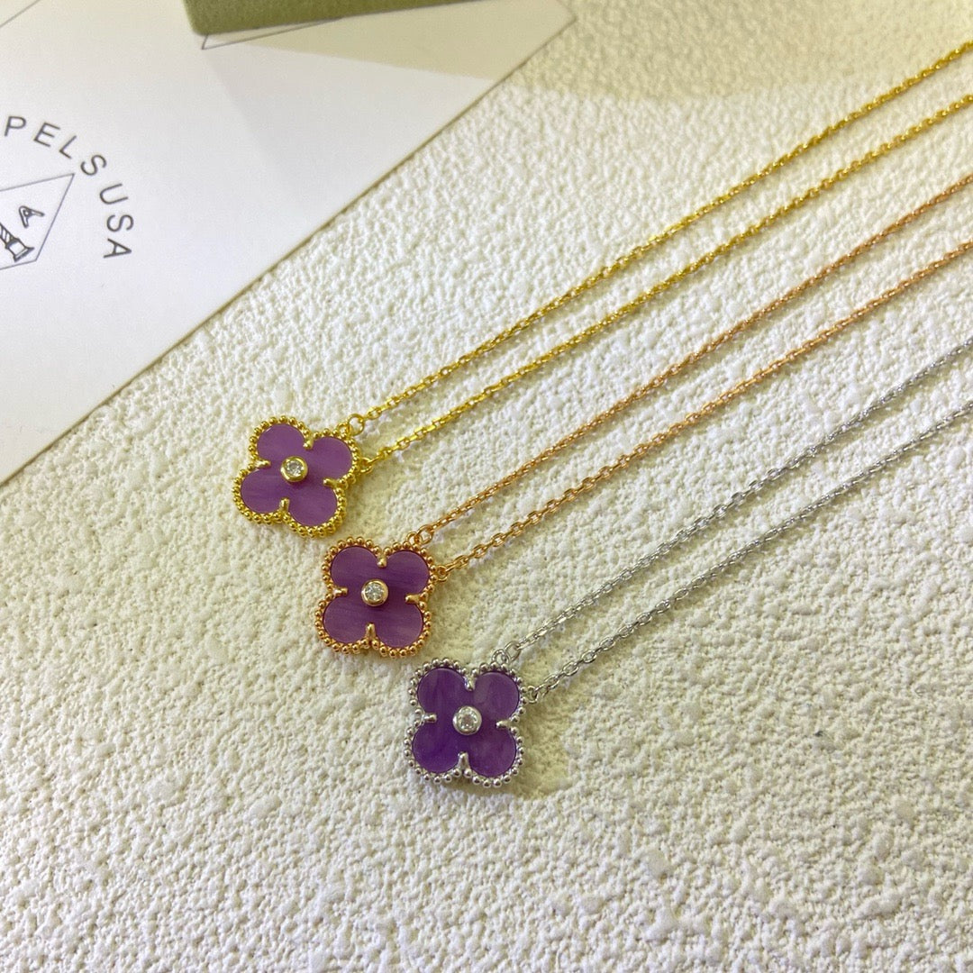 [Clover]CLOVER 15MM DIAMOND  PURPLE VIOLET NECKLACE