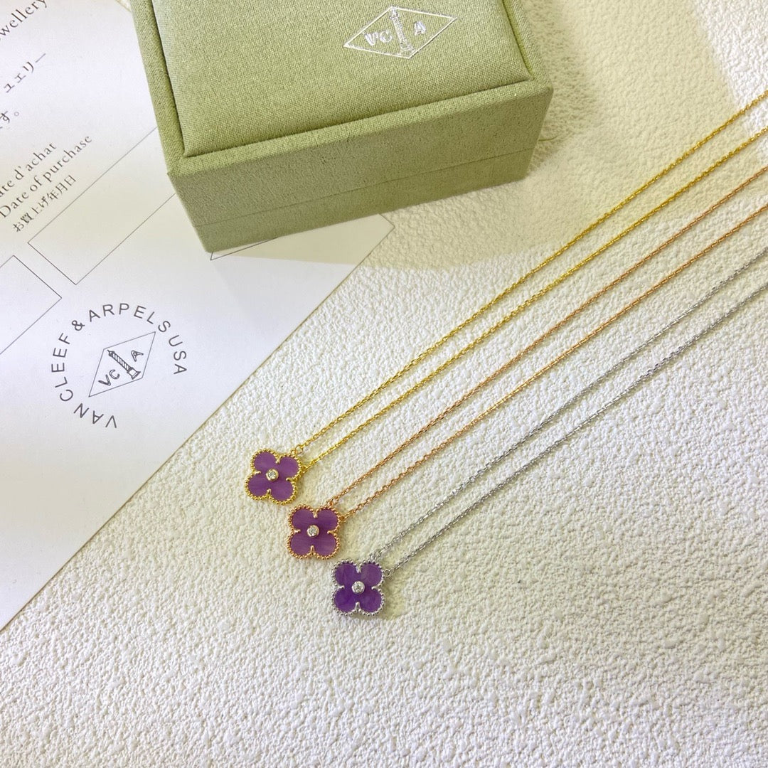 [Clover]CLOVER 15MM DIAMOND  PURPLE VIOLET NECKLACE