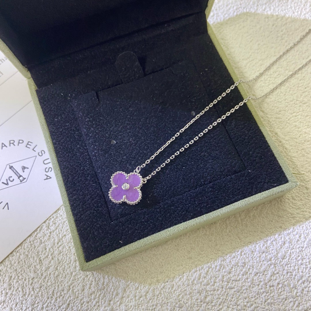 [Clover]CLOVER 15MM DIAMOND  PURPLE VIOLET NECKLACE