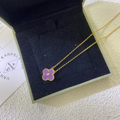 [Clover]CLOVER 15MM DIAMOND  PURPLE VIOLET NECKLACE