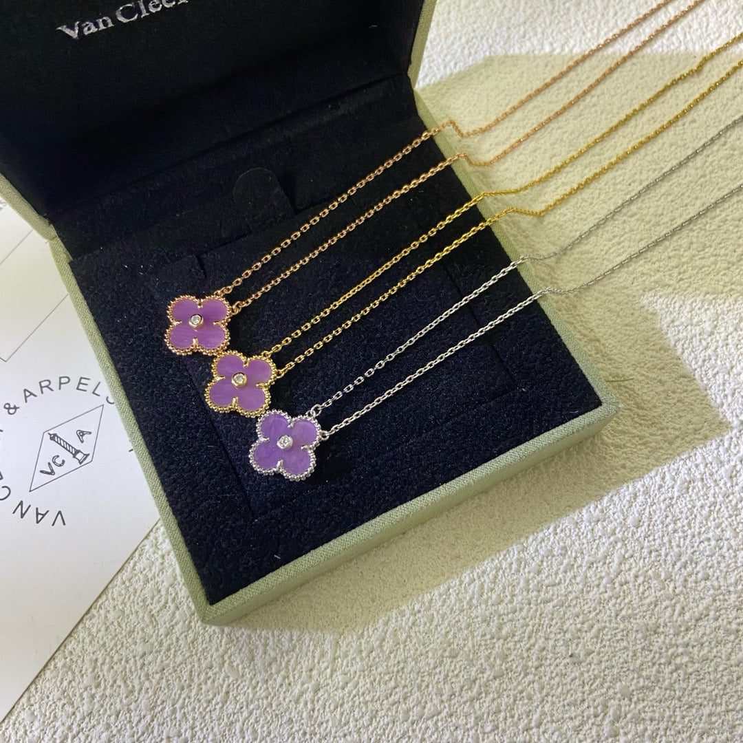 [Clover]CLOVER 15MM DIAMOND  PURPLE VIOLET NECKLACE