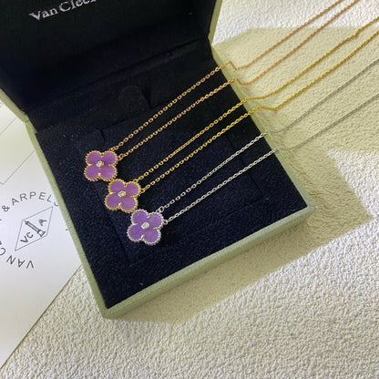 [Clover]CLOVER 15MM DIAMOND  PURPLE VIOLET NECKLACE