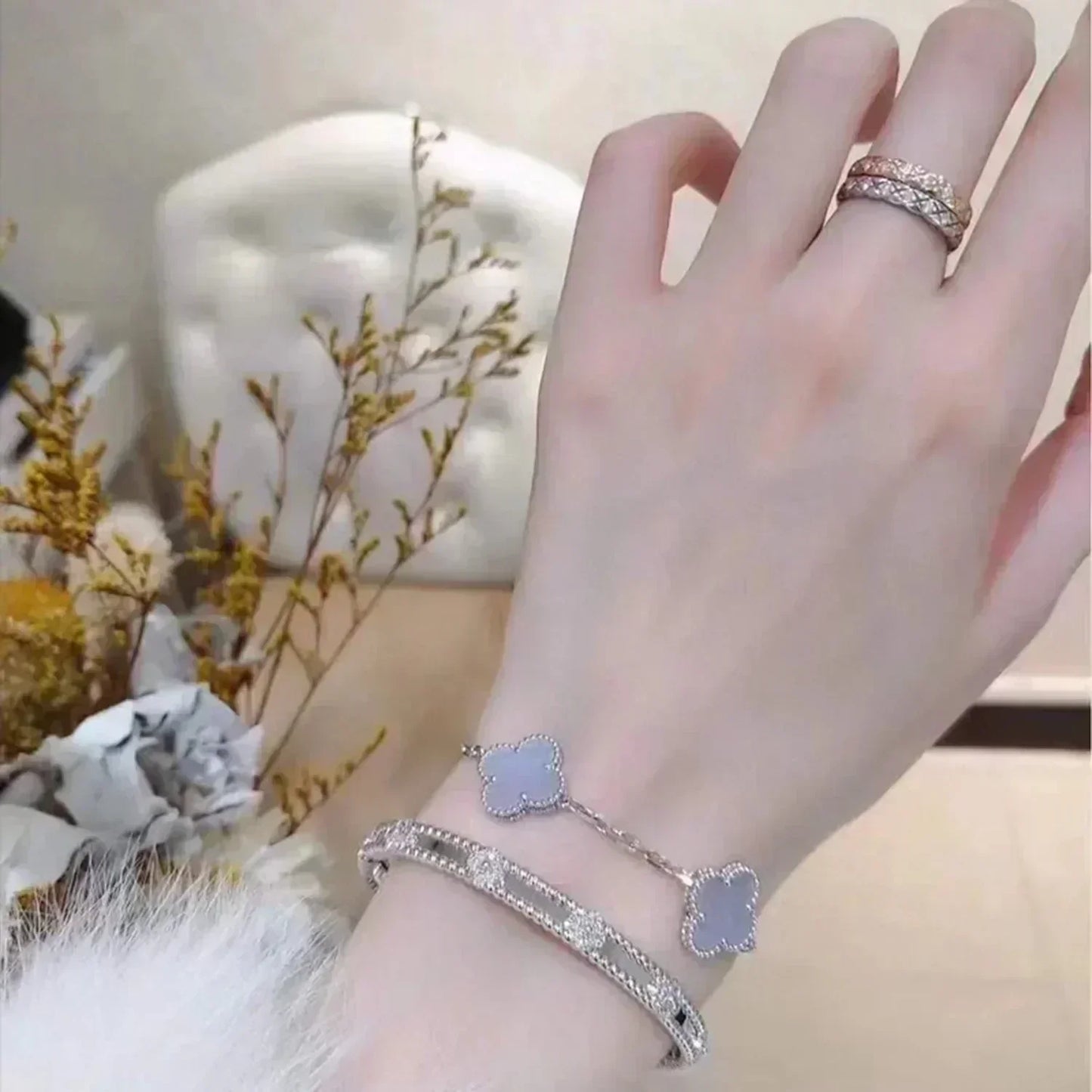 [Clover]CLOVER  5 MOTIF PURPLE CHALCEDONY BRACELET SILVER