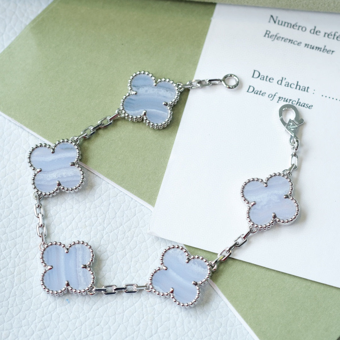 [Clover]CLOVER  5 MOTIF PURPLE CHALCEDONY BRACELET SILVER