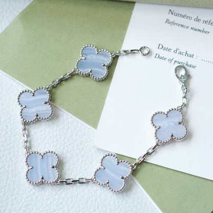 [Clover]CLOVER  5 MOTIF PURPLE CHALCEDONY BRACELET SILVER