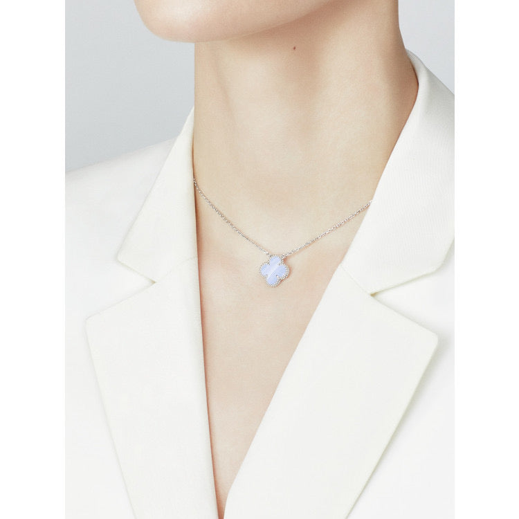 [Clover]CLOVER 15MM BLUE CHALCEDONY NECKLACE SILVER