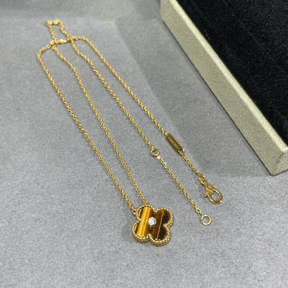 [Clover]CLOVER 15MM DIAMOND AND YELLOW TIGER'S EYE AGATE necklace