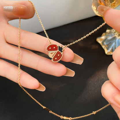 [Clover]LUCKY  CARNELIANS LADYBUG NECKLACE