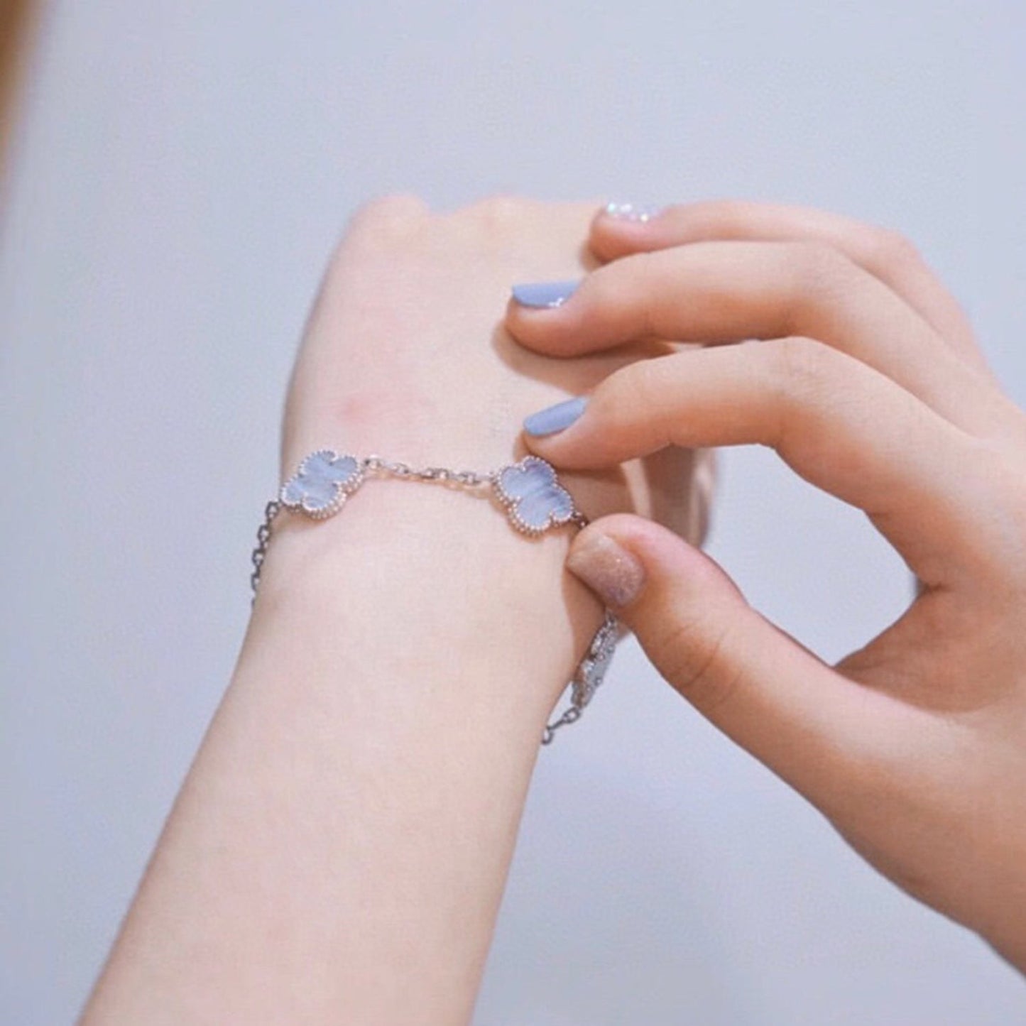 [Clover]CLOVER  5 MOTIF PURPLE CHALCEDONY BRACELET SILVER