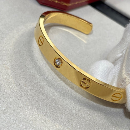 [Clover]LOVE BRACELET 6.1MM 1 DIAMOND OPEN CUFF