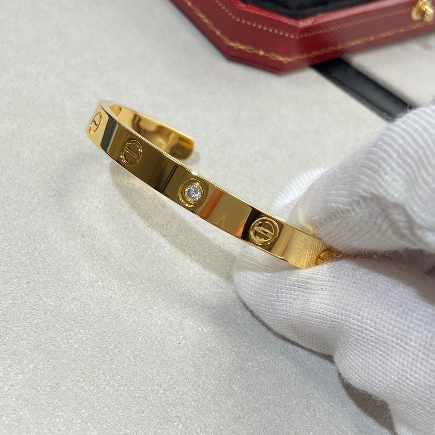 [Clover]LOVE BRACELET 6.1MM 1 DIAMOND OPEN CUFF