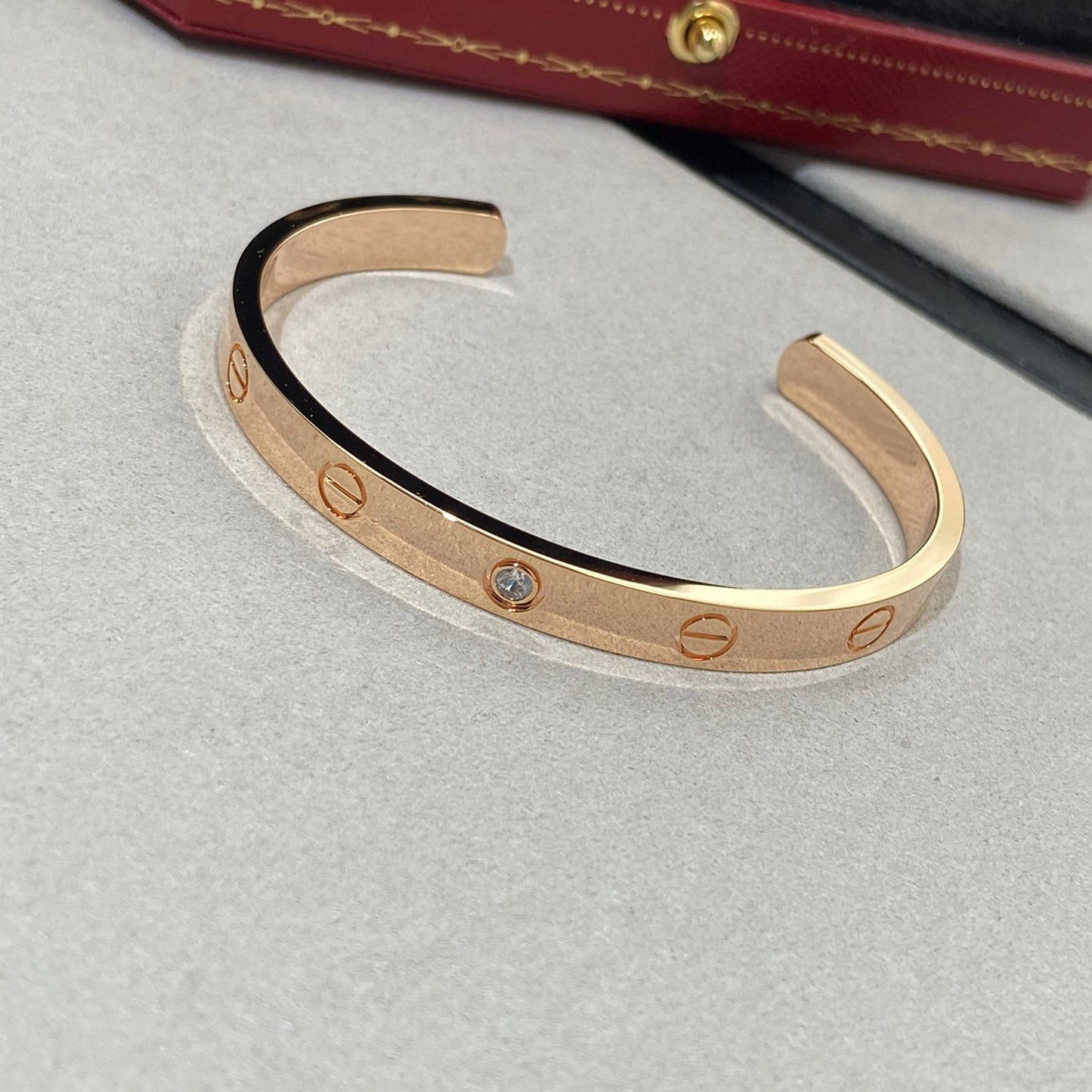 [Clover]LOVE BRACELET 6.1MM 1 DIAMOND OPEN CUFF