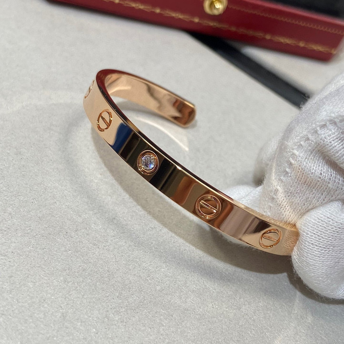 [Clover]LOVE BRACELET 6.1MM 1 DIAMOND OPEN CUFF