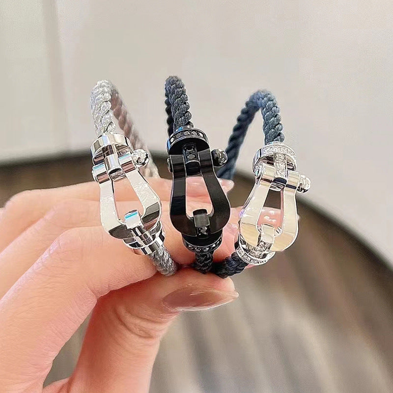 [Clover]FORCE LARGE HORSESHOE FULL DIAMOND BRACELET GOLD