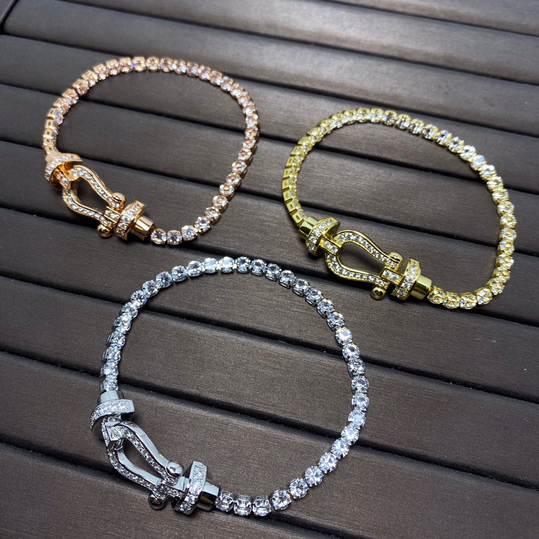 [Clover]FORCE  LARGE HORSESHOE FULL DIAMOND TENNIS BRACELET