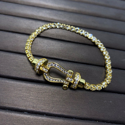 [Clover]FORCE  LARGE HORSESHOE FULL DIAMOND TENNIS BRACELET