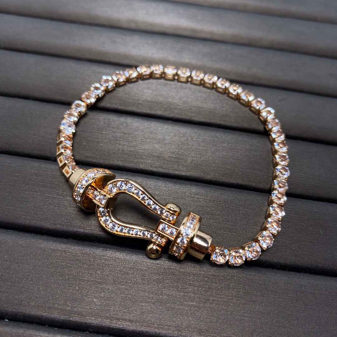 [Clover]FORCE  LARGE HORSESHOE FULL DIAMOND TENNIS BRACELET