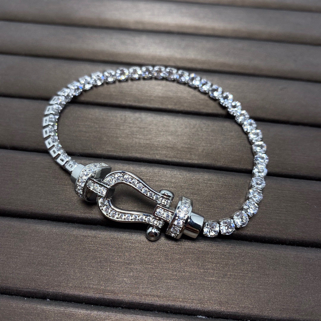 [Clover]FORCE  LARGE HORSESHOE FULL DIAMOND TENNIS BRACELET