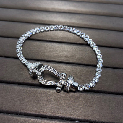 [Clover]FORCE  LARGE HORSESHOE FULL DIAMOND TENNIS BRACELET