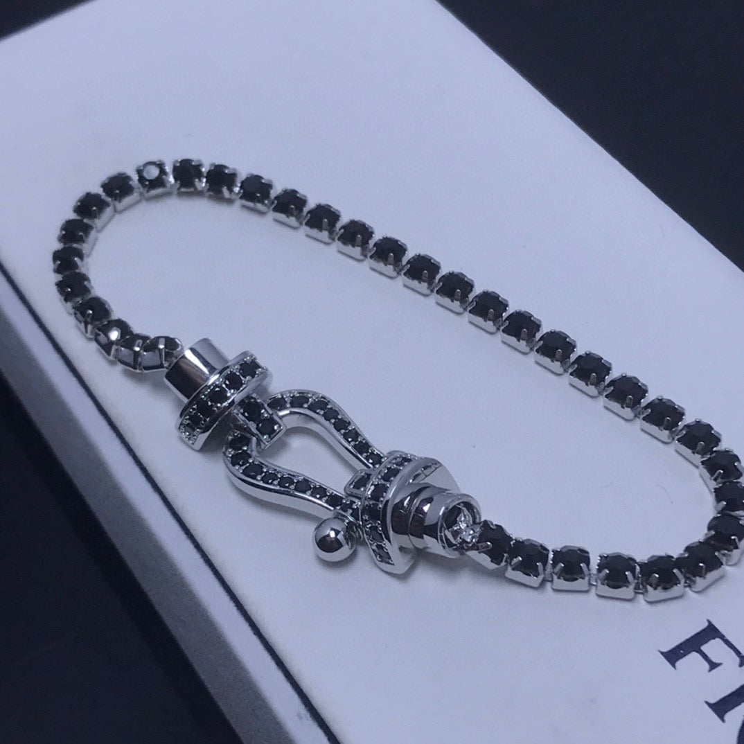 [Clover]FORCE  LARGE HORSESHOE FULL DIAMOND TENNIS BRACELET