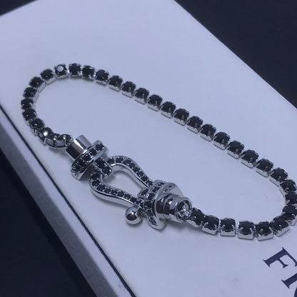 [Clover]FORCE  LARGE HORSESHOE FULL DIAMOND TENNIS BRACELET