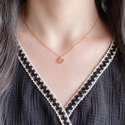 [Clover]CLOVER 9.5MM PINK MOTHER-OF-PEARL SINGLE FLOWER NECKLACE