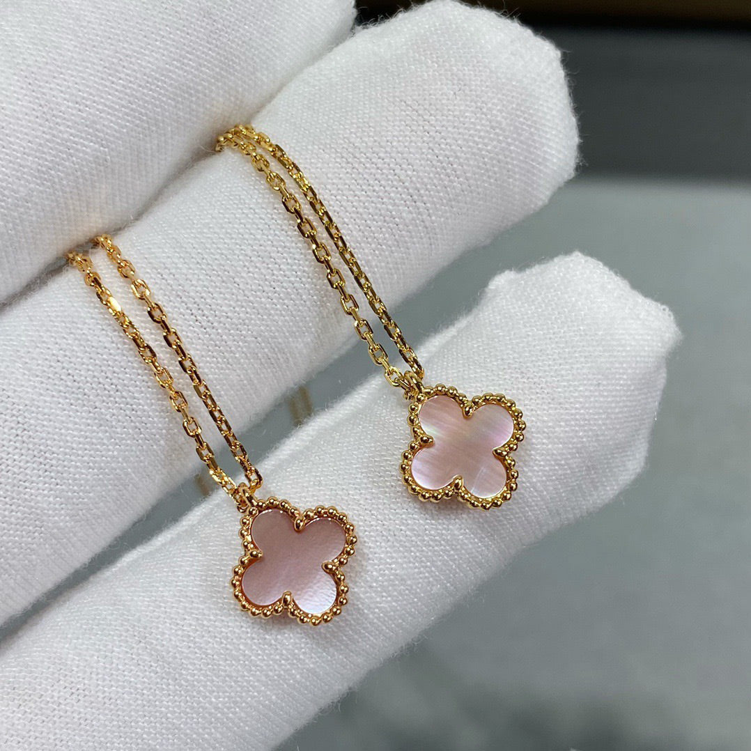 [Clover]CLOVER 9.5MM PINK MOTHER-OF-PEARL SINGLE FLOWER NECKLACE