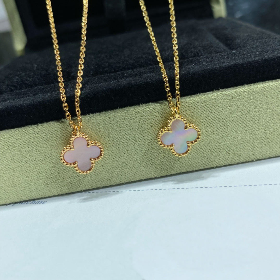 [Clover]CLOVER 9.5MM PINK MOTHER-OF-PEARL SINGLE FLOWER NECKLACE