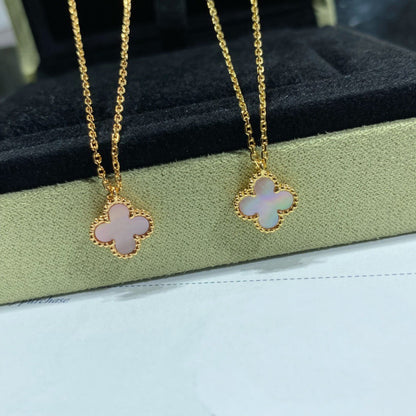 [Clover]CLOVER 9.5MM PINK MOTHER-OF-PEARL SINGLE FLOWER NECKLACE