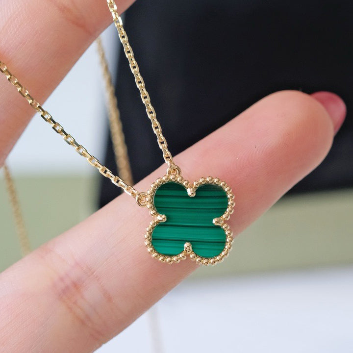 [Clover]CLOVER 15MM MALACHITE SINGLE FLOWER  NECKLACE